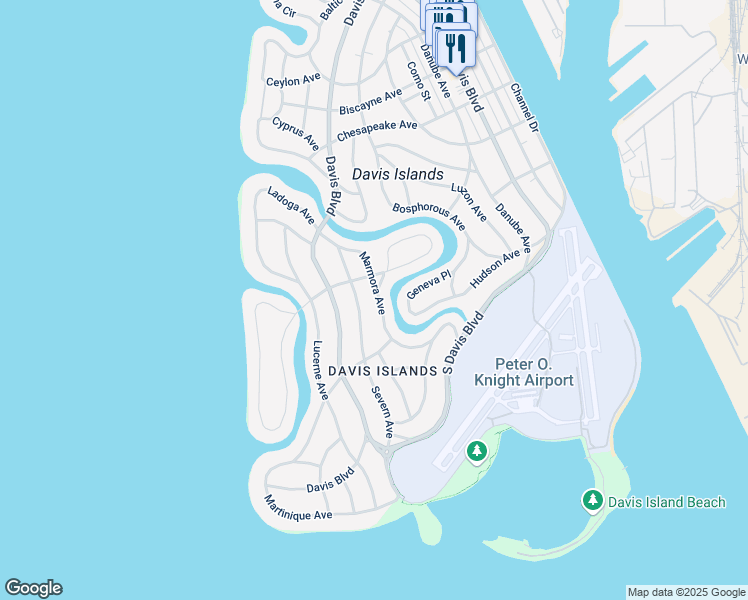 map of restaurants, bars, coffee shops, grocery stores, and more near 584 Marmora Avenue in Tampa
