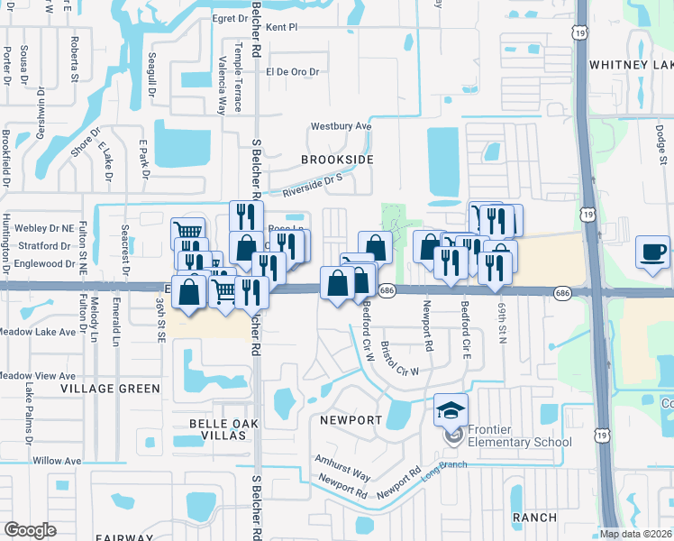 map of restaurants, bars, coffee shops, grocery stores, and more near in Largo