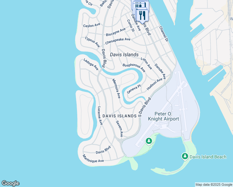map of restaurants, bars, coffee shops, grocery stores, and more near 584 Marmora Avenue in Tampa