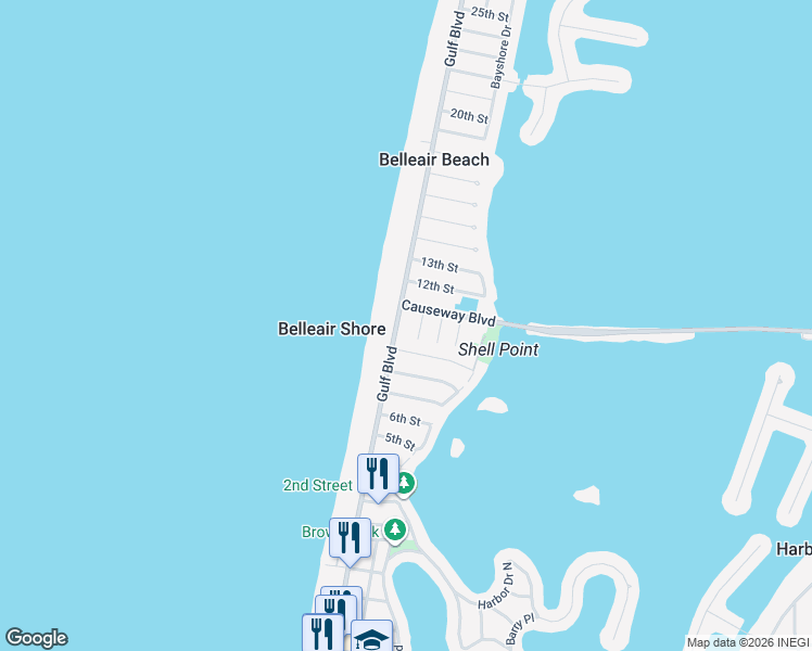 map of restaurants, bars, coffee shops, grocery stores, and more near 941 Gulf Boulevard in Belleair Beach