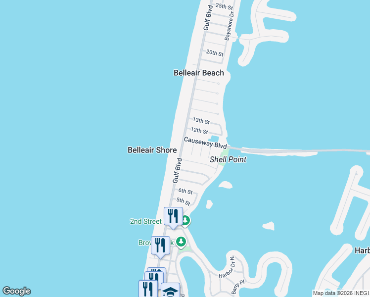 map of restaurants, bars, coffee shops, grocery stores, and more near 941 Gulf Boulevard in Belleair Beach