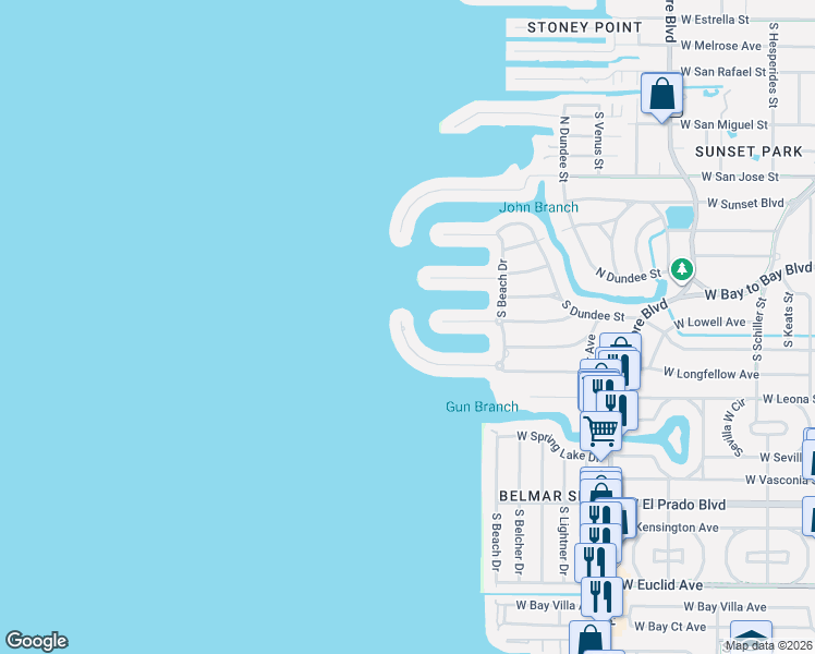 map of restaurants, bars, coffee shops, grocery stores, and more near 5131 West Longfellow Avenue in Tampa
