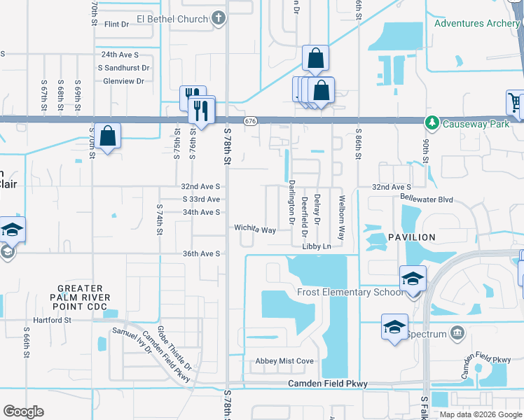 map of restaurants, bars, coffee shops, grocery stores, and more near 3211 Lancaster Lane in Tampa