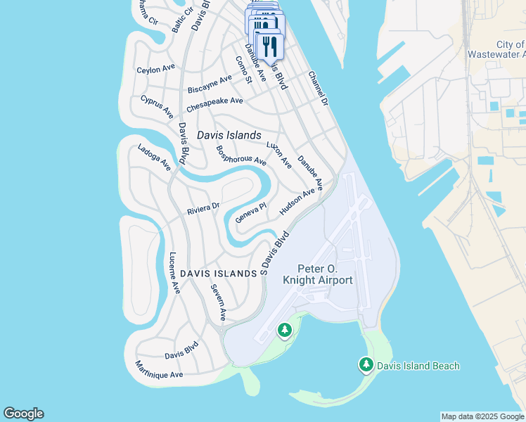 map of restaurants, bars, coffee shops, grocery stores, and more near 637 Geneva Place in Tampa