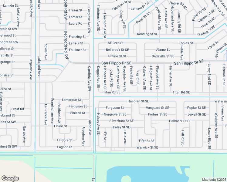 map of restaurants, bars, coffee shops, grocery stores, and more near 199 Titan Road Southeast in Palm Bay