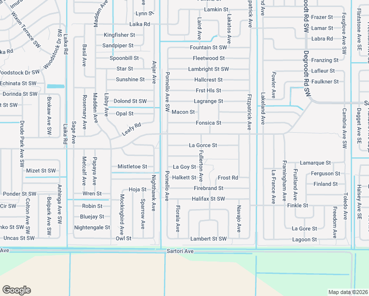 map of restaurants, bars, coffee shops, grocery stores, and more near 550 La Gorce Street in Palm Bay