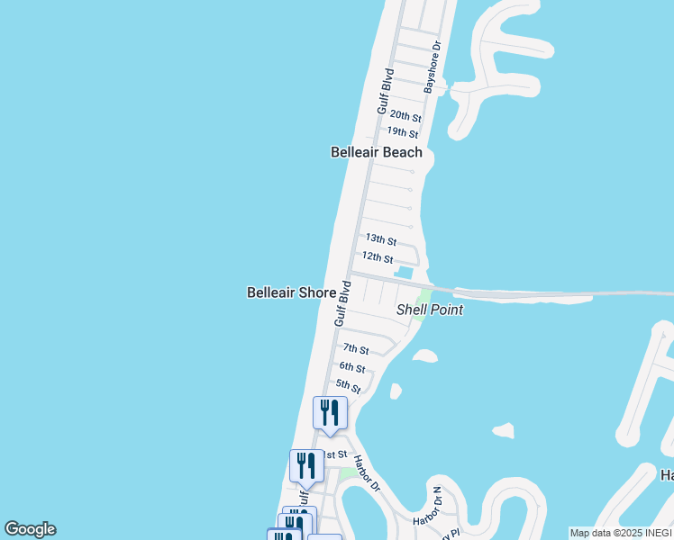 map of restaurants, bars, coffee shops, grocery stores, and more near 1060 Gulf Boulevard in Belleair Beach