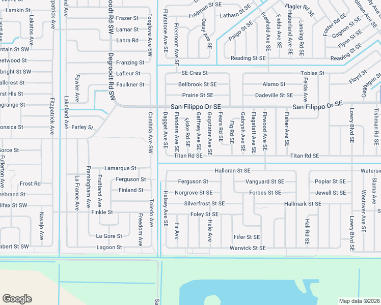 map of restaurants, bars, coffee shops, grocery stores, and more near 199 Titan Road Southeast in Palm Bay