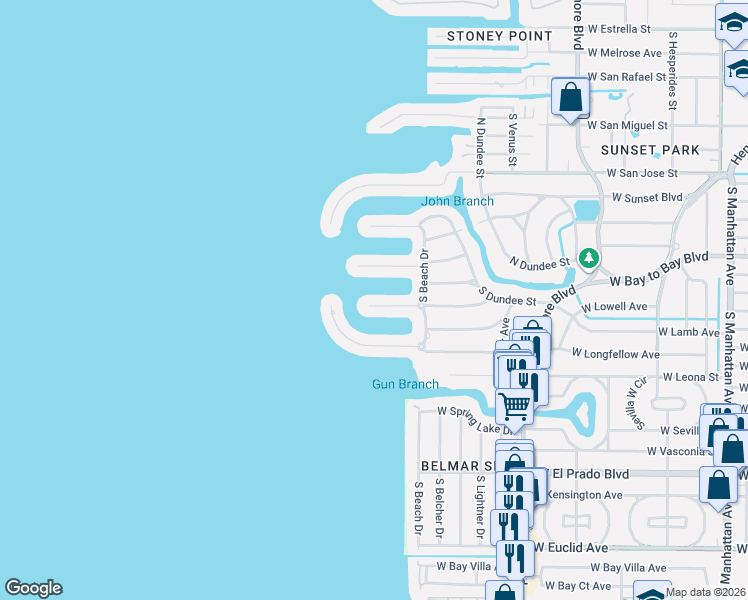 map of restaurants, bars, coffee shops, grocery stores, and more near 5114 West Homer Avenue in Tampa