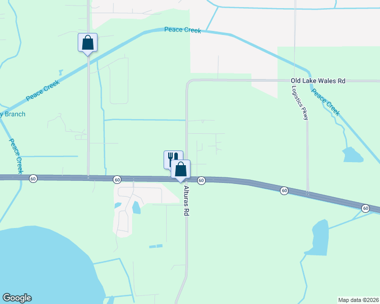 map of restaurants, bars, coffee shops, grocery stores, and more near 240 Old Bartow Lake Wales Road in Bartow