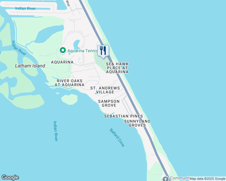 map of restaurants, bars, coffee shops, grocery stores, and more near 113 Caledonia Drive in Melbourne Beach