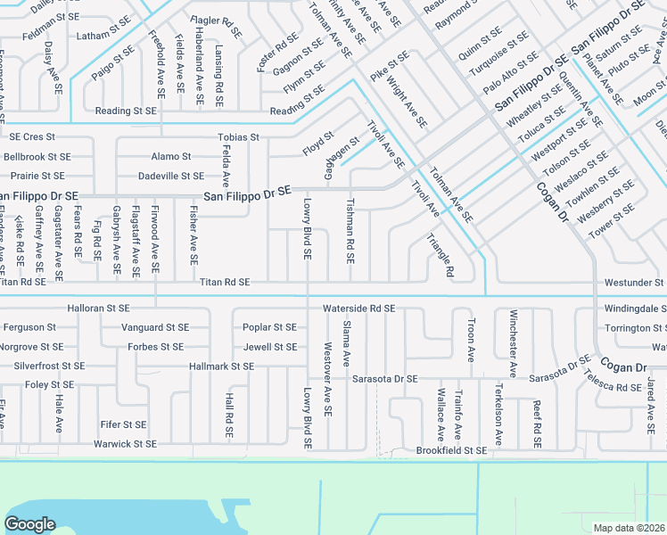 map of restaurants, bars, coffee shops, grocery stores, and more near 3087 Lowry Boulevard Southeast in Palm Bay