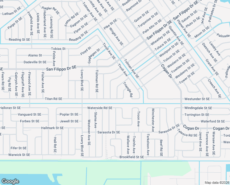 map of restaurants, bars, coffee shops, grocery stores, and more near 3097 Tazewell Avenue Southeast in Palm Bay
