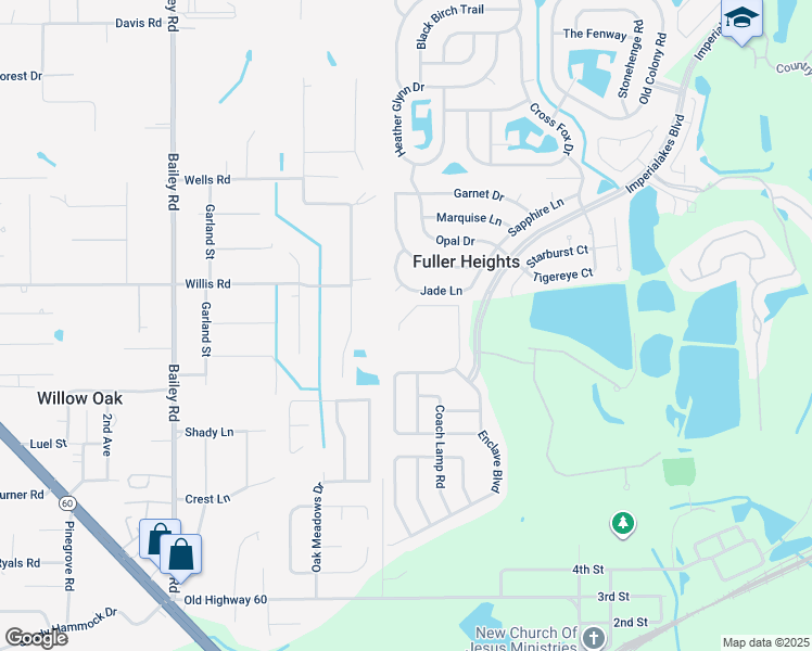 map of restaurants, bars, coffee shops, grocery stores, and more near 3490 Imperial Manor Way in Mulberry