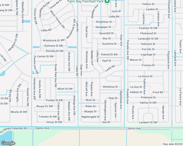 map of restaurants, bars, coffee shops, grocery stores, and more near 821 Kimberly Road in Palm Bay