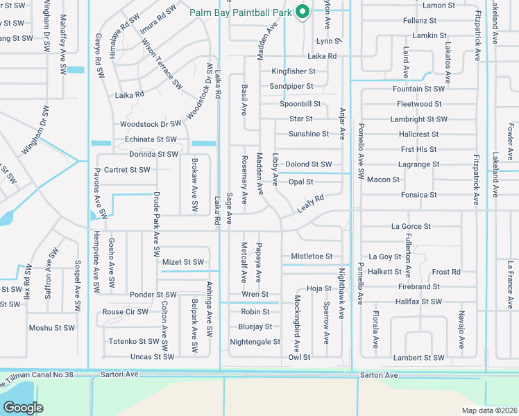 map of restaurants, bars, coffee shops, grocery stores, and more near 821 Kimberly Road in Palm Bay