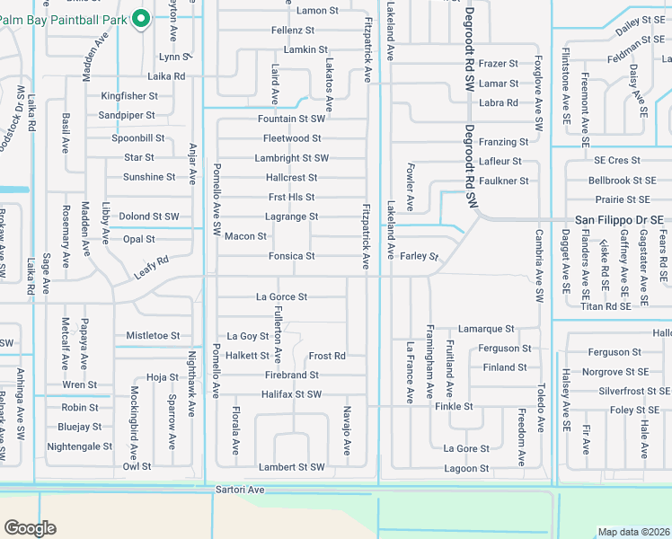 map of restaurants, bars, coffee shops, grocery stores, and more near 433 Saint Andre Boulevard in Palm Bay