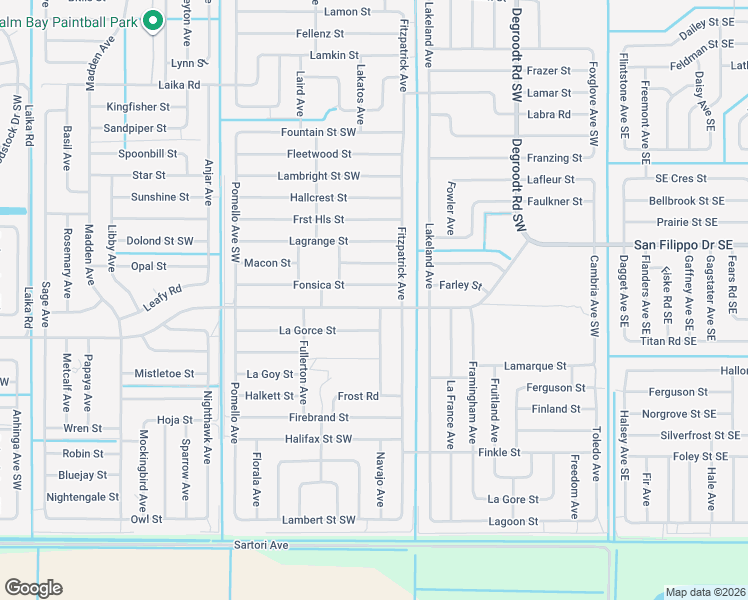 map of restaurants, bars, coffee shops, grocery stores, and more near 433 Saint Andre Boulevard in Palm Bay
