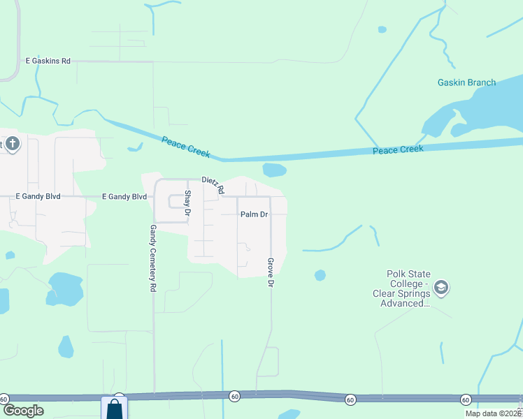 map of restaurants, bars, coffee shops, grocery stores, and more near 4240 Palm Drive in Bartow
