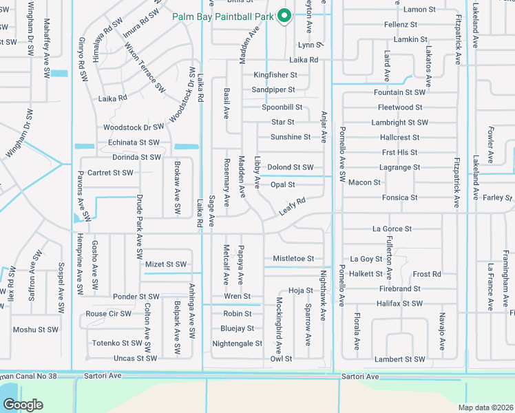 map of restaurants, bars, coffee shops, grocery stores, and more near 3084 Libby Avenue in Palm Bay