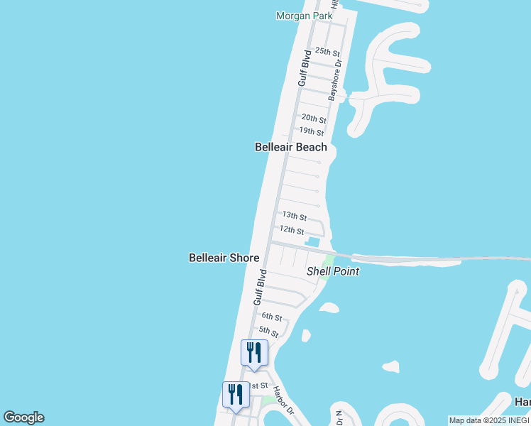 map of restaurants, bars, coffee shops, grocery stores, and more near 1280 Gulf Boulevard in Belleair Shore