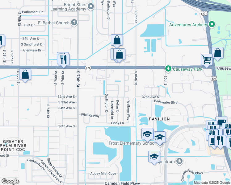 map of restaurants, bars, coffee shops, grocery stores, and more near 8211 Devane Drive in Tampa