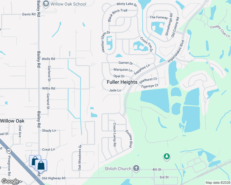 map of restaurants, bars, coffee shops, grocery stores, and more near 3521 Jade Lane in Mulberry