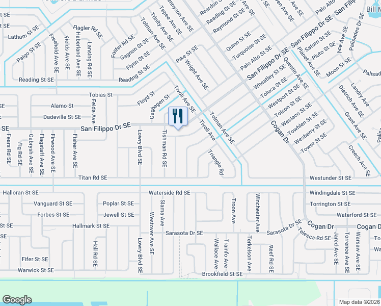 map of restaurants, bars, coffee shops, grocery stores, and more near 2972 Polaris Avenue Southeast in Palm Bay