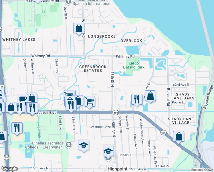 map of restaurants, bars, coffee shops, grocery stores, and more near 2983 Mearshire Drive in Clearwater