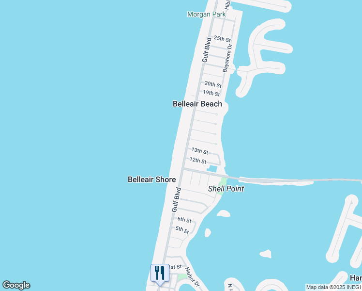 map of restaurants, bars, coffee shops, grocery stores, and more near 1280 Gulf Boulevard in Belleair Shore