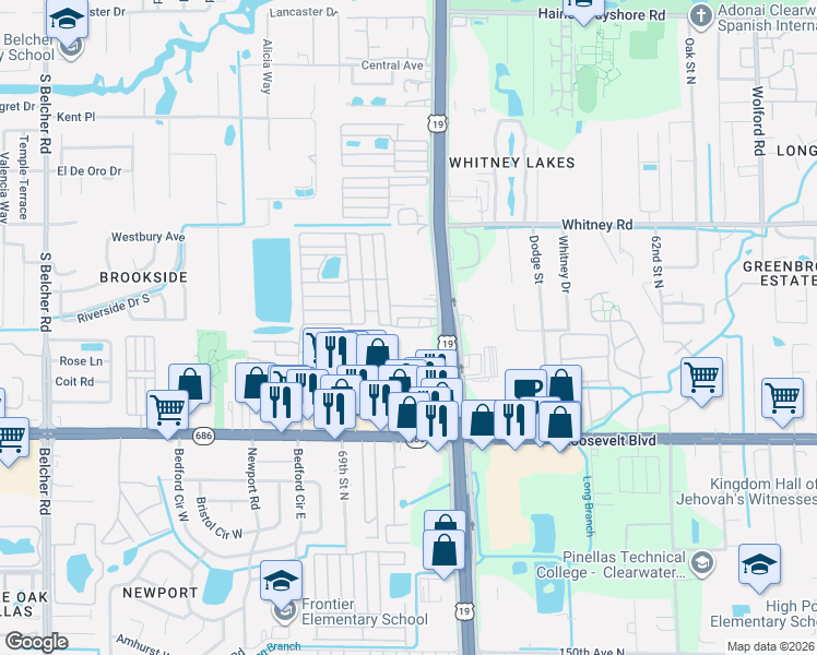map of restaurants, bars, coffee shops, grocery stores, and more near 320 3rd St in Clearwater