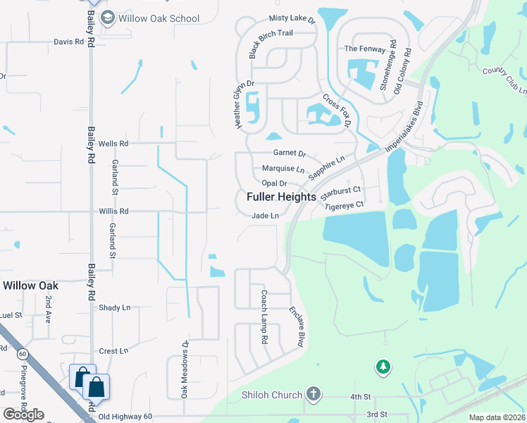 map of restaurants, bars, coffee shops, grocery stores, and more near 3521 Jade Lane in Mulberry