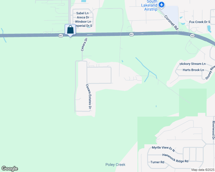 map of restaurants, bars, coffee shops, grocery stores, and more near 282 Cesara Estates Loop in Mulberry