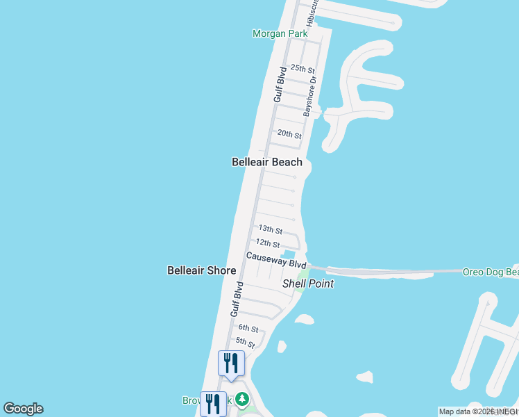 map of restaurants, bars, coffee shops, grocery stores, and more near 1405 Gulf Boulevard in Belleair Beach