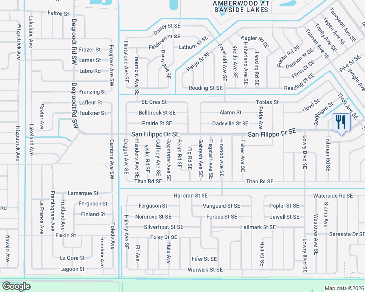 map of restaurants, bars, coffee shops, grocery stores, and more near 2914 Fears Road Southeast in Palm Bay