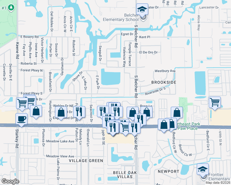 map of restaurants, bars, coffee shops, grocery stores, and more near 3472 Keene Lake Drive in Largo