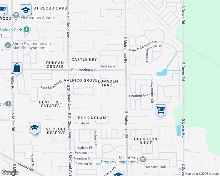 map of restaurants, bars, coffee shops, grocery stores, and more near 1146 Lumsden Trace Circle in Valrico