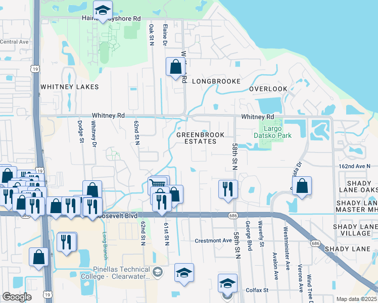 map of restaurants, bars, coffee shops, grocery stores, and more near 2076 59th Way North in Clearwater