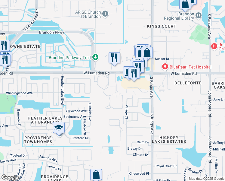 map of restaurants, bars, coffee shops, grocery stores, and more near 1201-1399 Versant Dr in Brandon