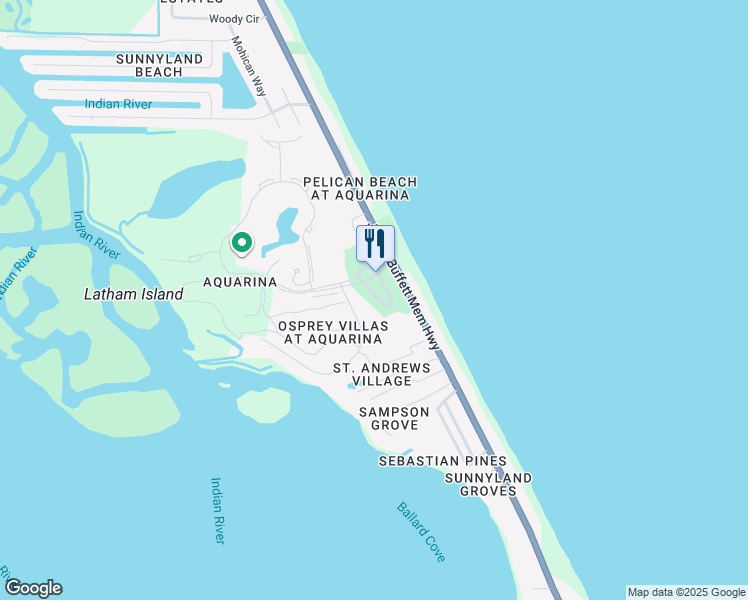 map of restaurants, bars, coffee shops, grocery stores, and more near 7757 Kiawah Way in Melbourne Beach