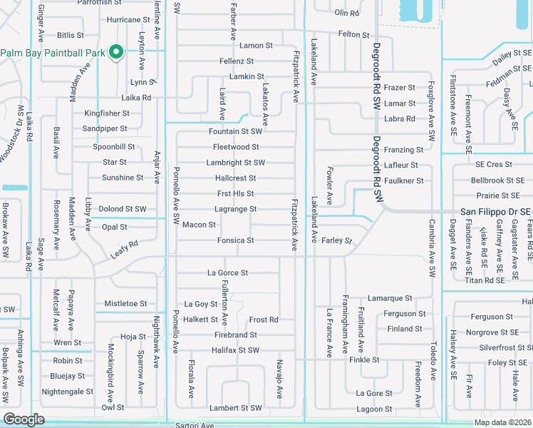 map of restaurants, bars, coffee shops, grocery stores, and more near 447 Fort Worth Street in Palm Bay