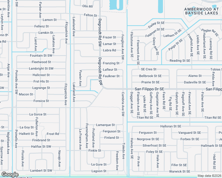map of restaurants, bars, coffee shops, grocery stores, and more near San Filippo Drive Southwest in GRANT VLKRIA