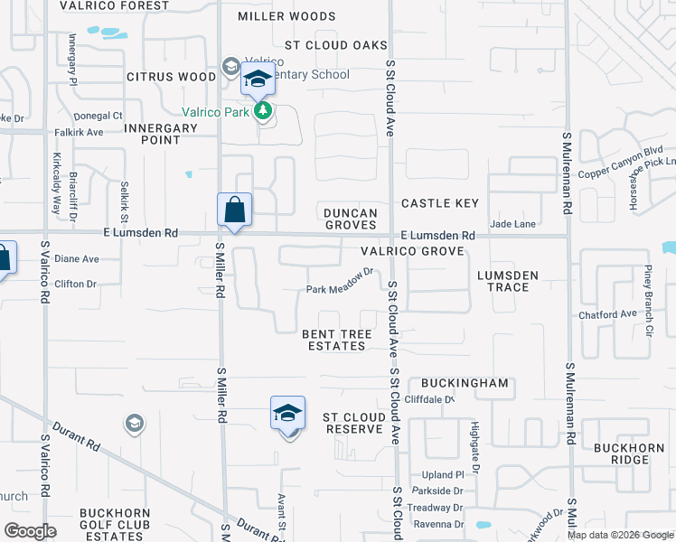 map of restaurants, bars, coffee shops, grocery stores, and more near 2610 Abbey Grove Drive in Valrico