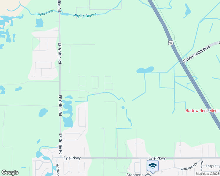 map of restaurants, bars, coffee shops, grocery stores, and more near 2101 Dynamite Road in Bartow