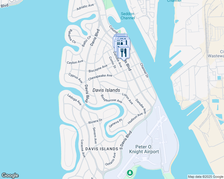 map of restaurants, bars, coffee shops, grocery stores, and more near 567 Luzon Avenue in Tampa