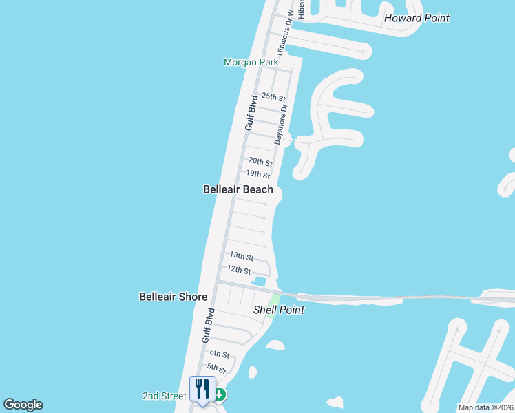 map of restaurants, bars, coffee shops, grocery stores, and more near 111 17th Street in Belleair Beach