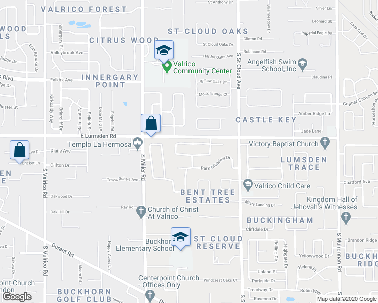 map of restaurants, bars, coffee shops, grocery stores, and more near 2703 Abbey Grove Drive in Valrico
