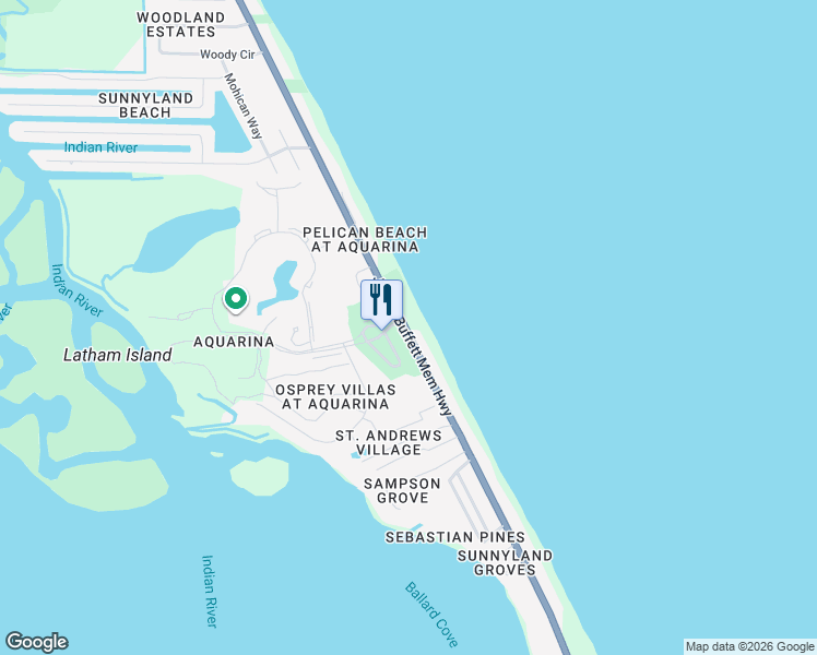 map of restaurants, bars, coffee shops, grocery stores, and more near 7525 Florida A1A in Melbourne Beach
