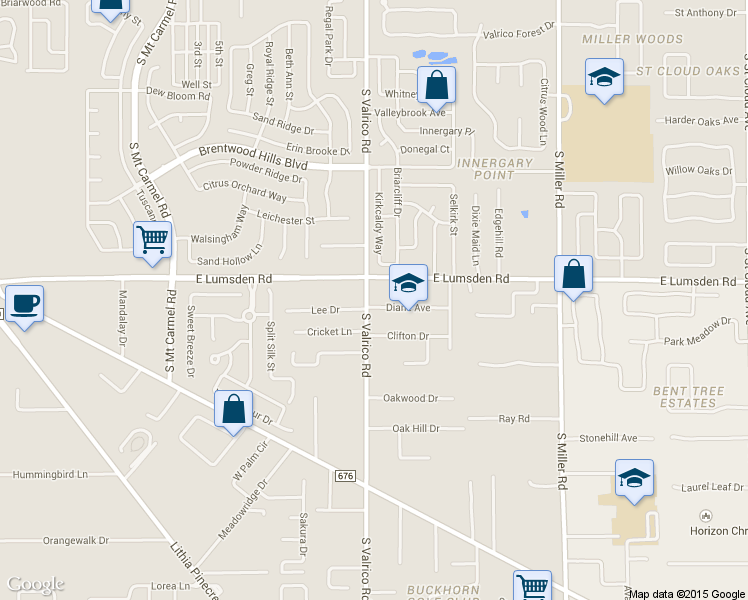 map of restaurants, bars, coffee shops, grocery stores, and more near 1005 South Valrico Road in Valrico