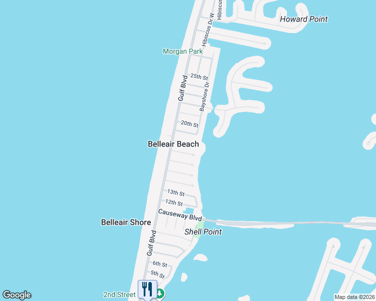 map of restaurants, bars, coffee shops, grocery stores, and more near 111 17th Street in Belleair Beach